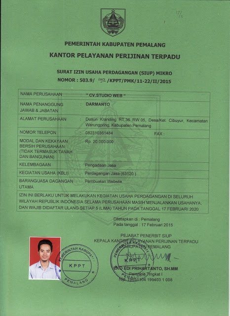 Legalitas SIUP usaha